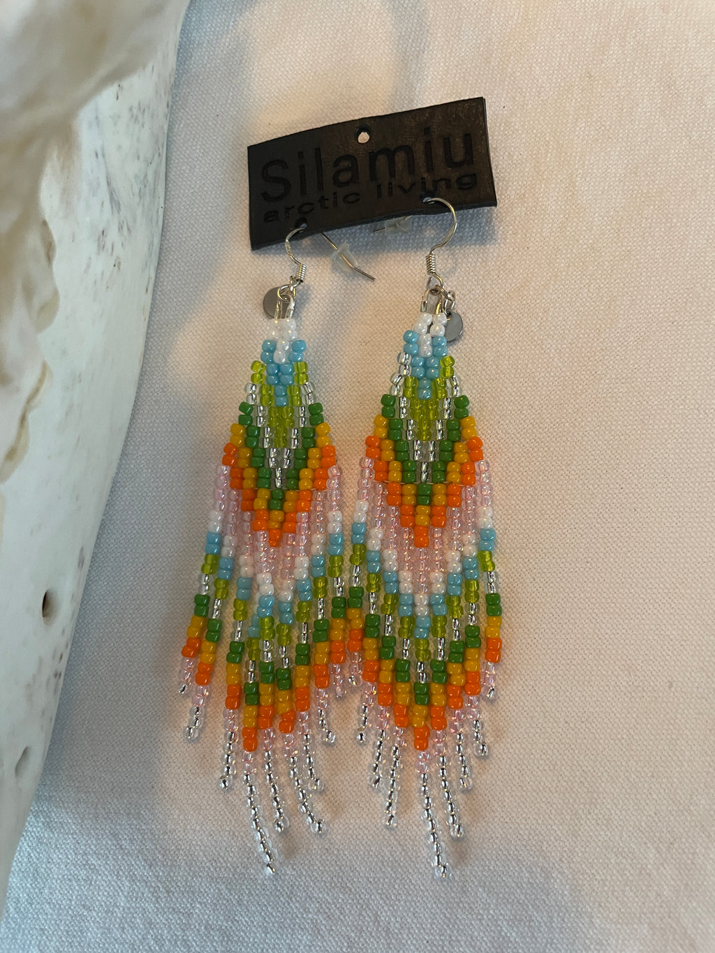 Arctic Feather Fringes, Green and orange.