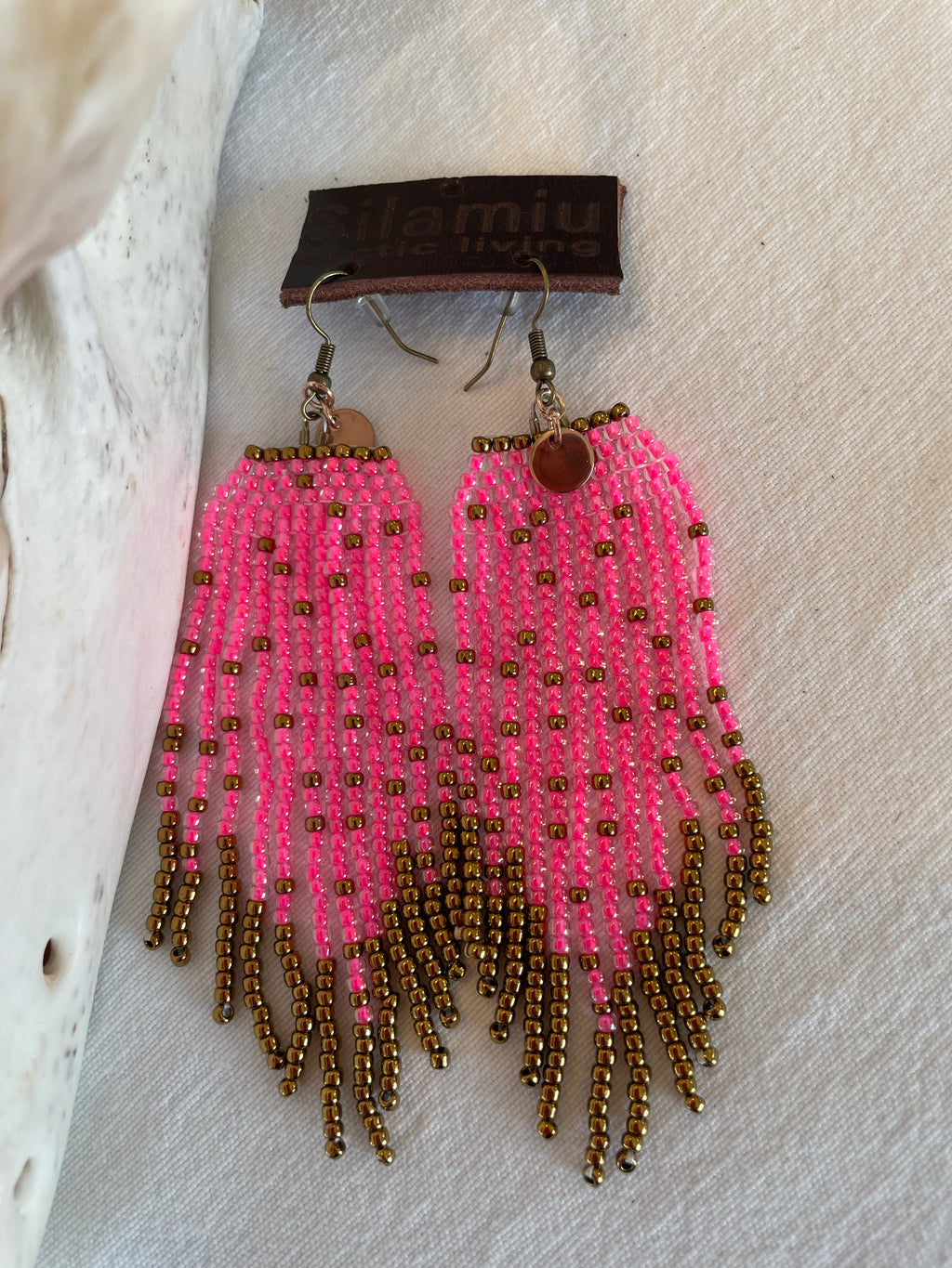 Feather fringes, pink and bronce
