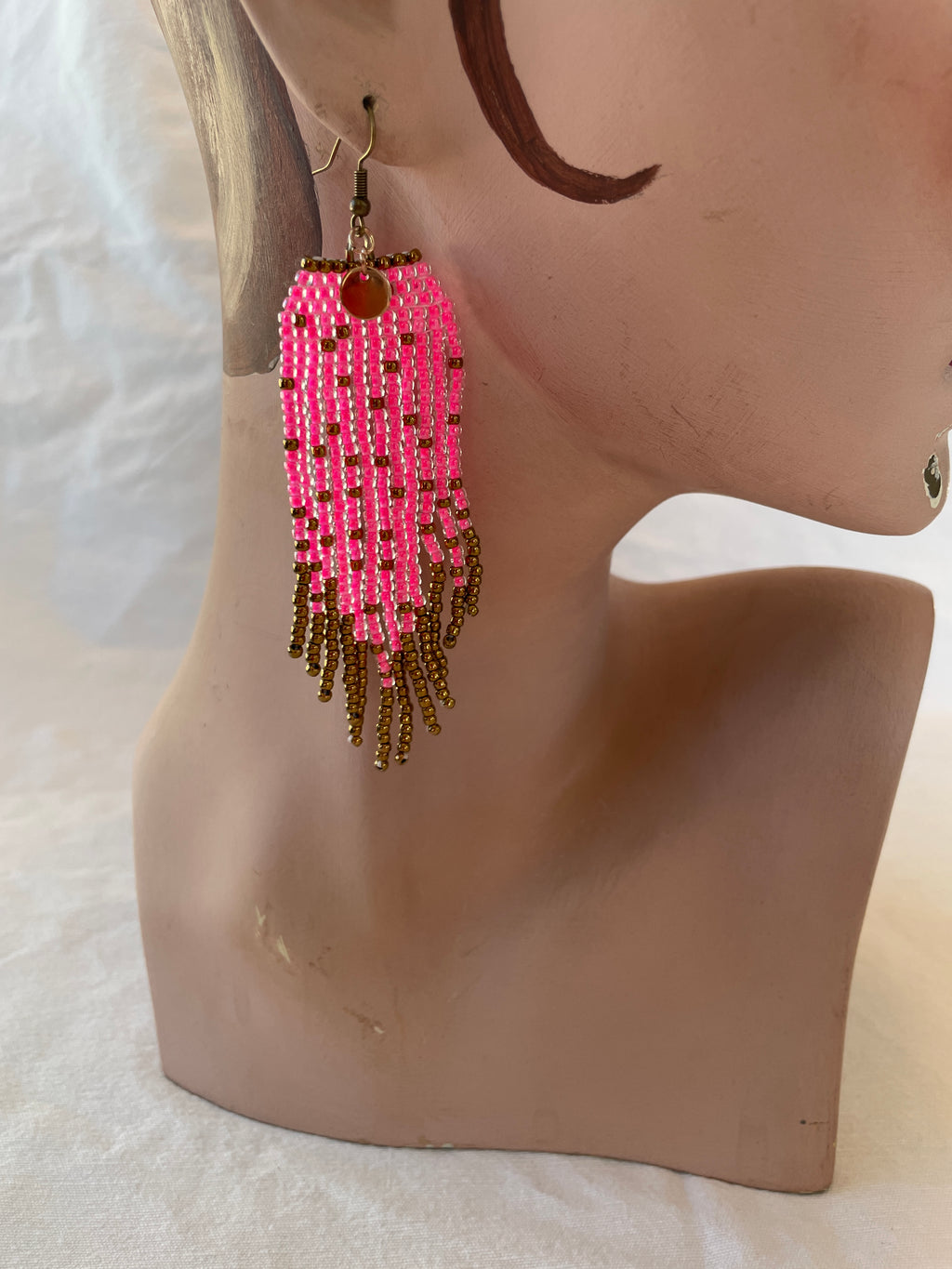 Feather fringes, pink and bronce