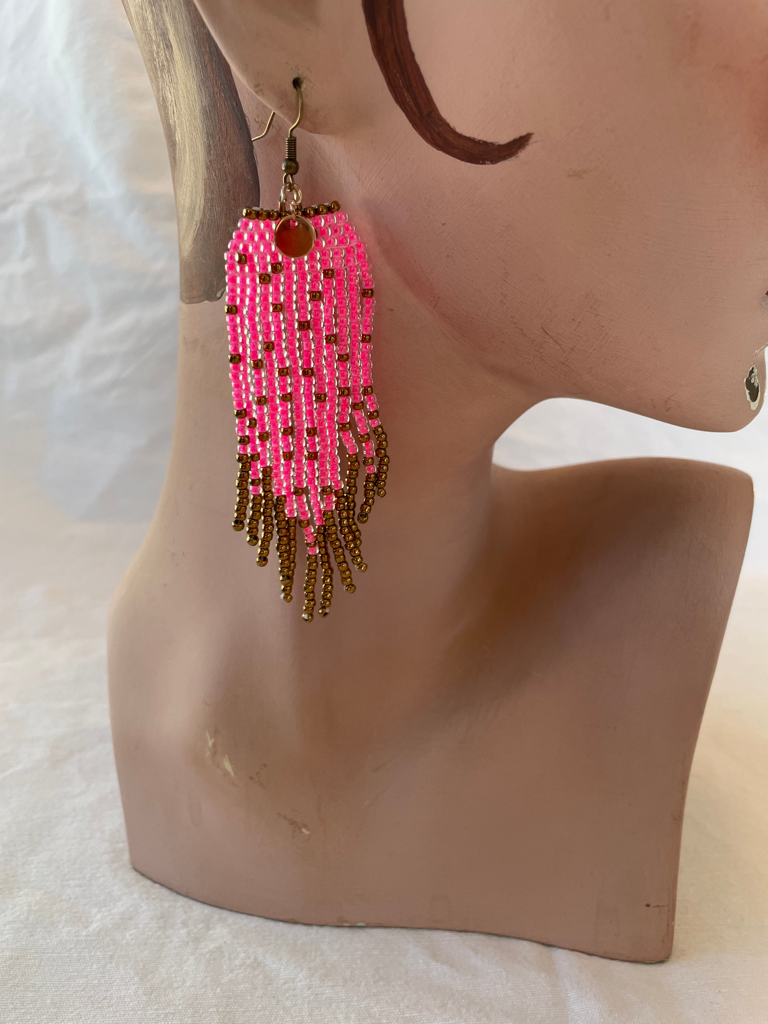 Feather fringes, pink and bronce