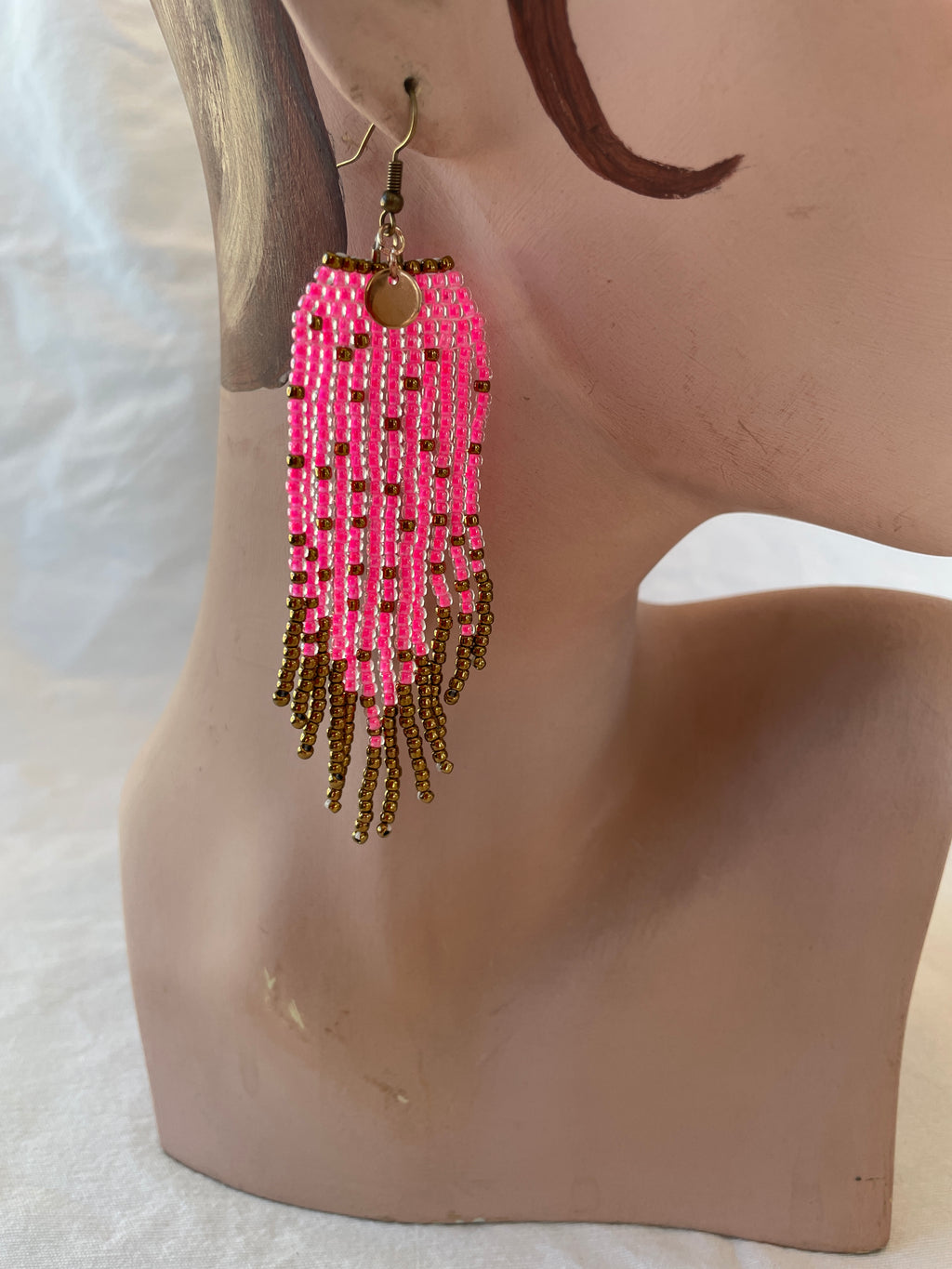 Feather fringes, pink and bronce