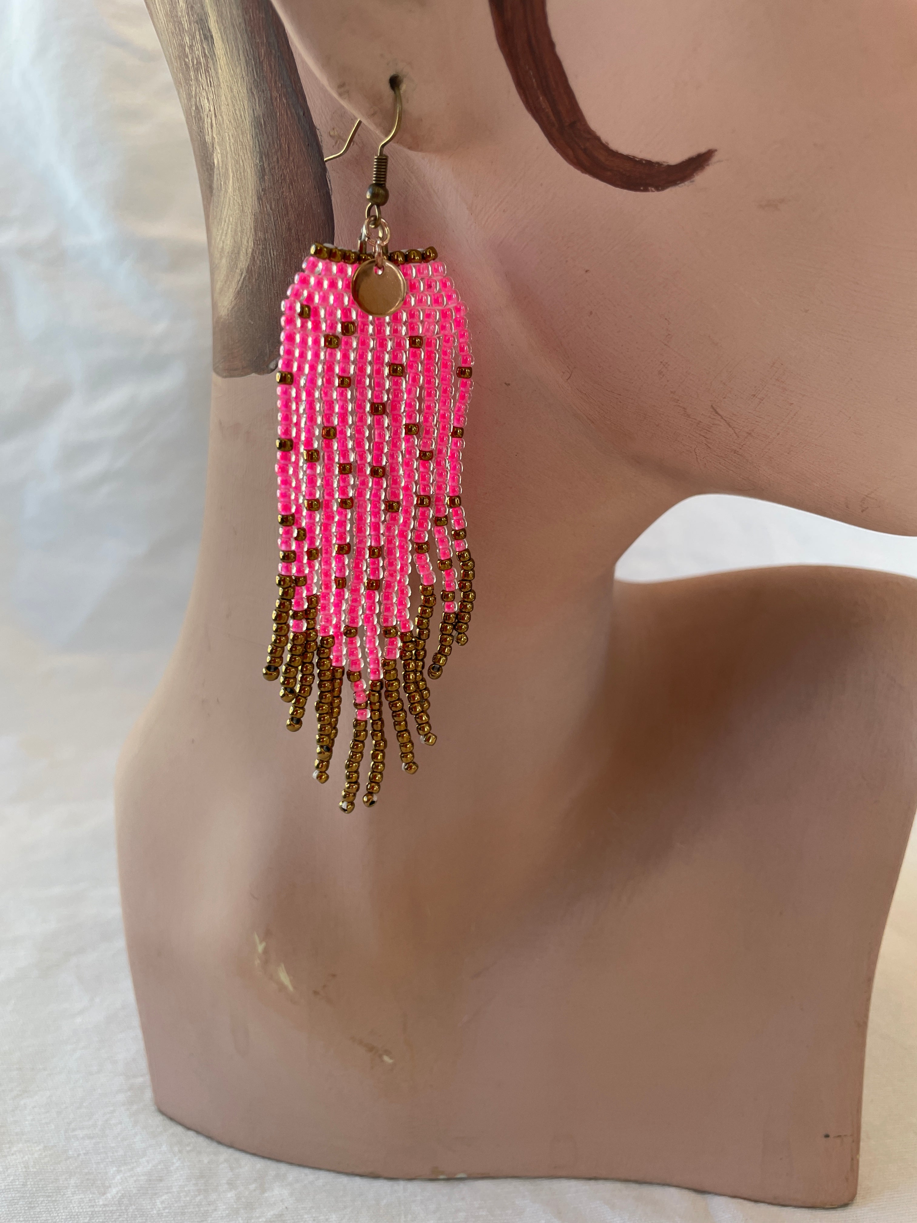 Feather fringes, pink and bronce