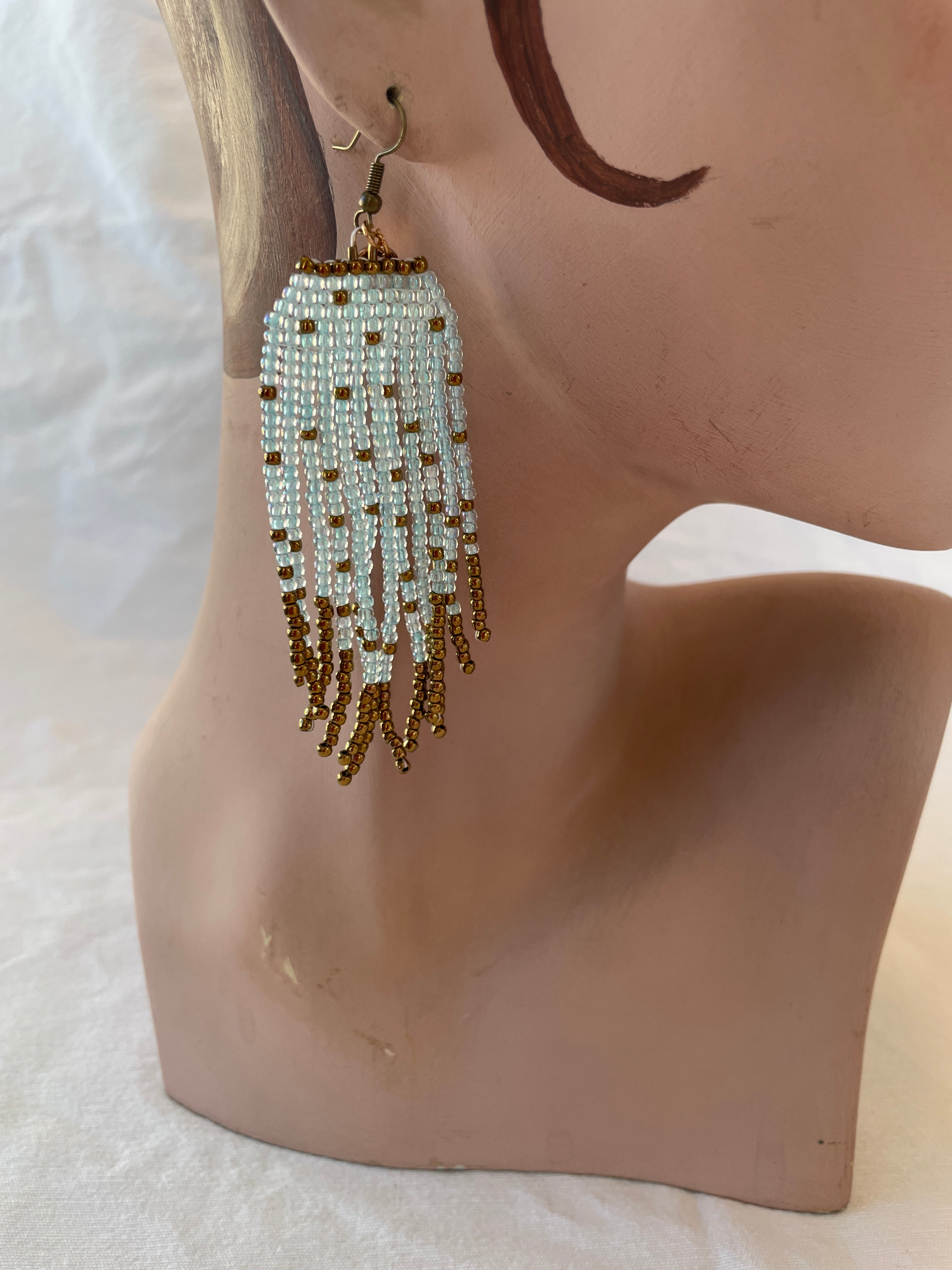 Feather fringes, iceblu and bronce